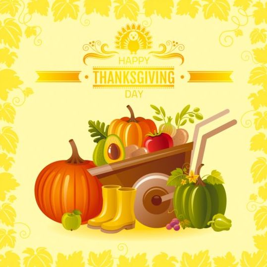 Счастливый день благодарения сезонных поздравительные открытки вектор 14  