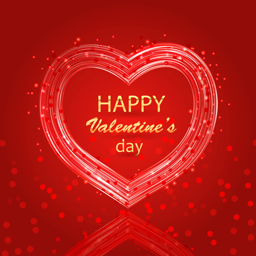 Heart valentines day card with halation background vector  