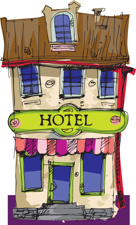 Hand drawn funny Hotel vector graphics 01  
