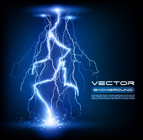 Set of Lightning flash elements background vector 01  