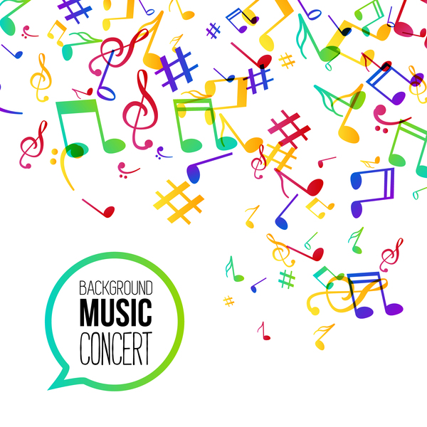 Musicbackground and colored musical notes vector 05  