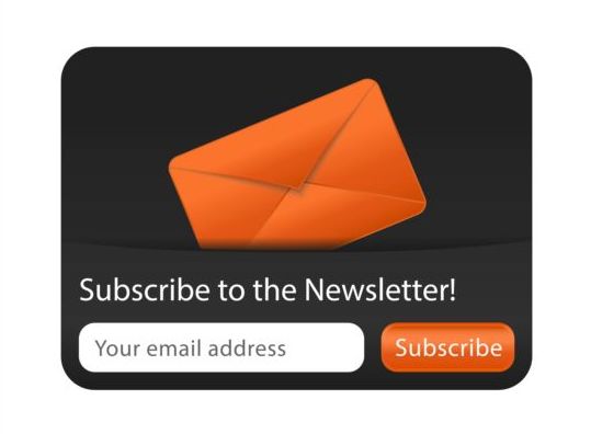 Orange with black subscribe newsletter vector  