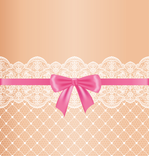 Ornate bow with lace background vector 03  