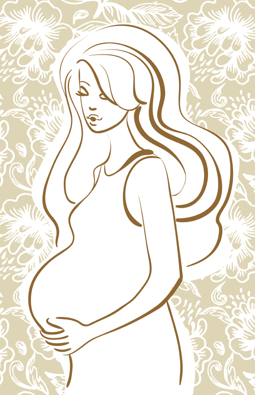 Pregnant woman design elements vector set 04  
