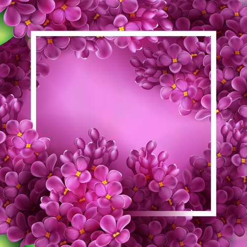 Purple lilac flowers vector background  