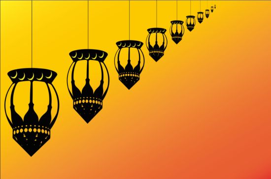 Ramadan Kareem mubarek with lantern background vector 09  