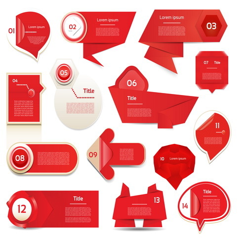 Roter Origamifahnen-Designvektor 01  