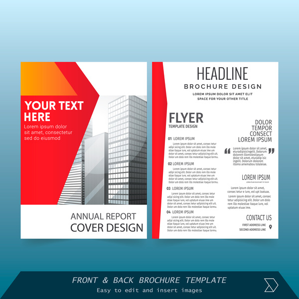 Styles rouges brochure couverture design vecteur 02  