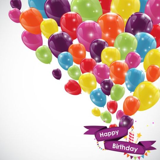 الشريط عيد ميلاد راية مع البالونات الملونة ناقلات 02  