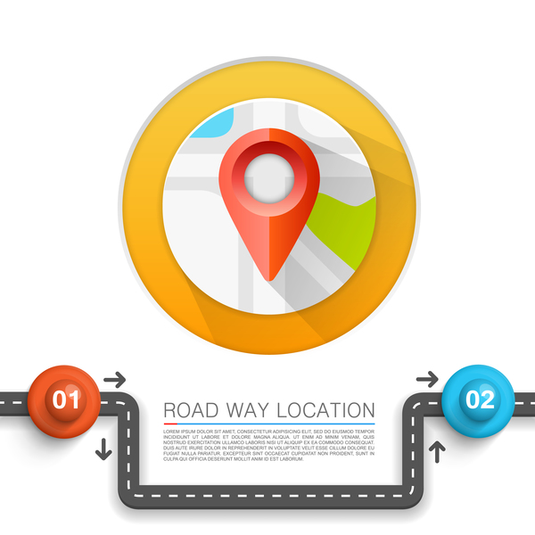 Road way location coordinate infographic vector 07  
