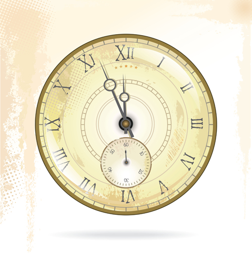 Round clock vintage styles vector material 08  