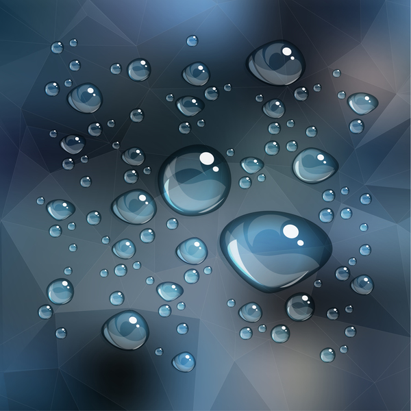 Glänzender Wassertropfen mit Polygon-Hintergrundvektor 01  