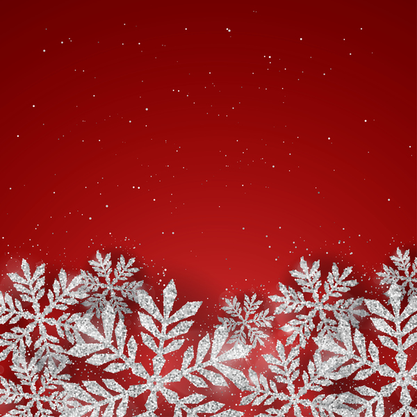 Flocons de neige argentés avec le vecteur de Noël rouge 04  