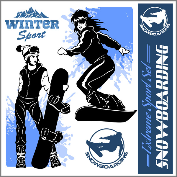 Snowboarding affiche le modèle de conception de vecteur 09  