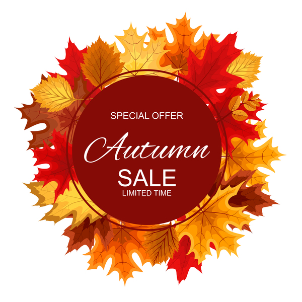 Special offer autumn sale template vector set 09  