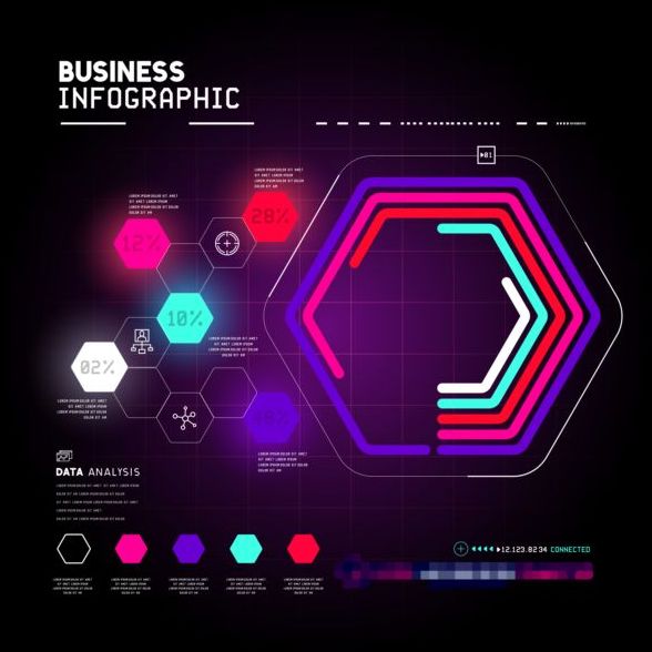 Technical element with business infographic template vector 07  
