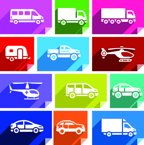 Various transport icons set vector 04  