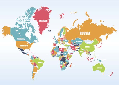 Vector colored world maps template 05  