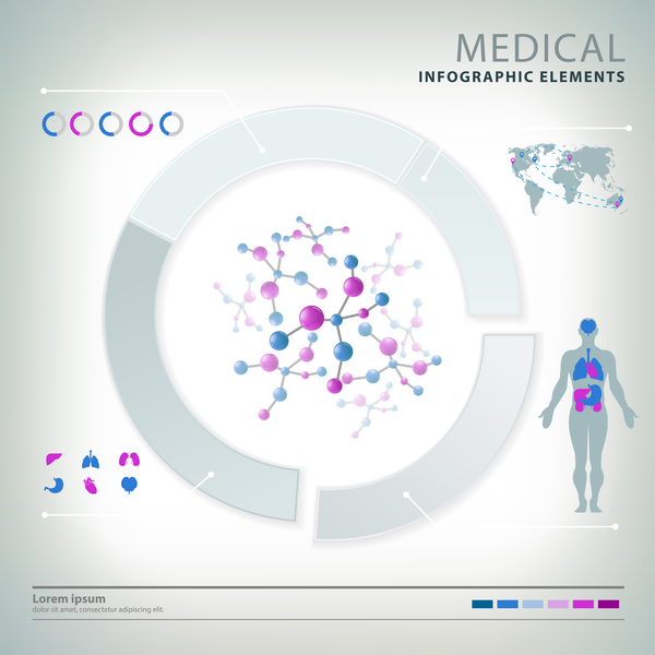 Infographic Schablone 05 des Vektors medizinische  