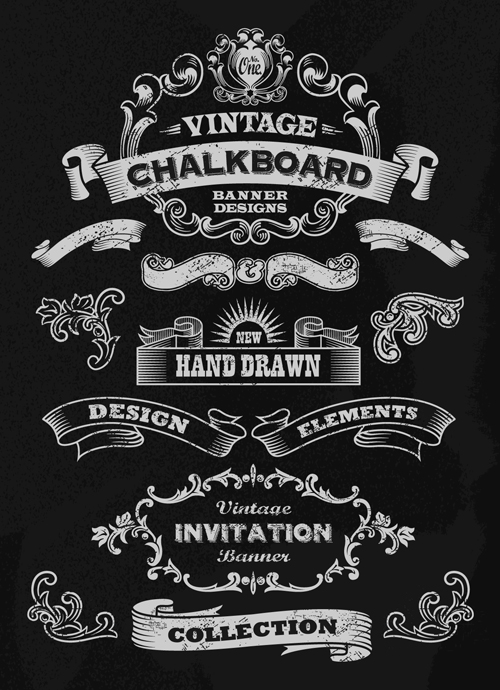 Vintage black and white labels with ornaments vector 04  