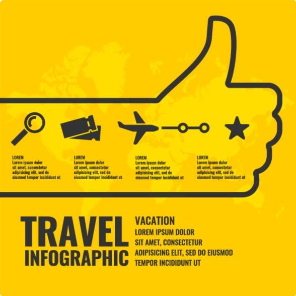 黄色い旅行インフォ グラフィック ベクトル  