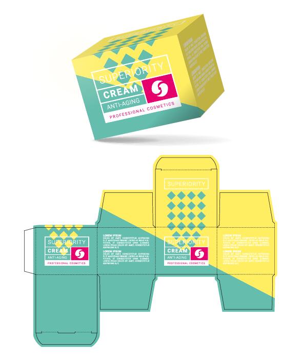 Anti-Aging-Creme Verpackung Box Vektor Vorlage 06  