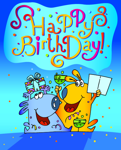 Funny cartoon birthday cards vector 01  