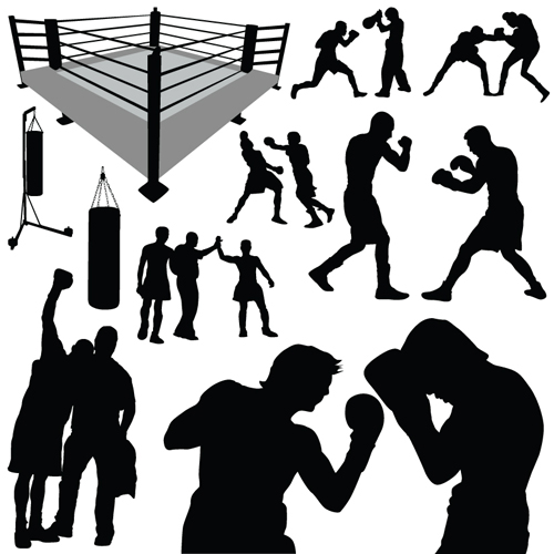 Set of Boxing design elements vector 05  