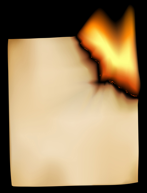 Set of Burning old paper design vector 03  