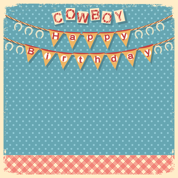 cowboy child birthday background vector  