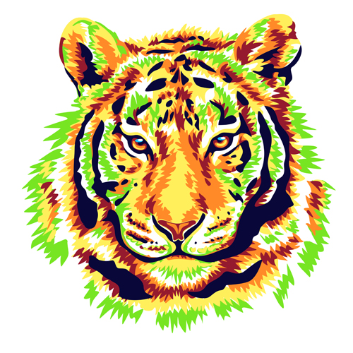 green tiger head vector  