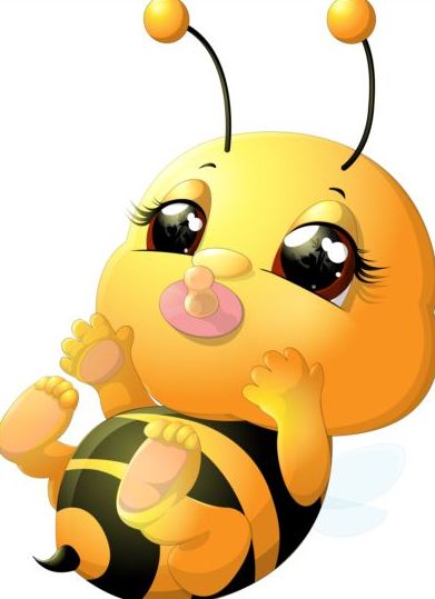 사랑 스러운 만화 꿀벌 세트 벡터 19  