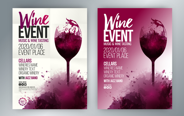Poster Veranstaltung Wein Vorlage Splash Glas Vektor  