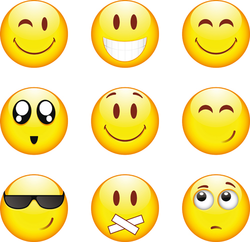 Funny Smile Emoticons vector icon 01  