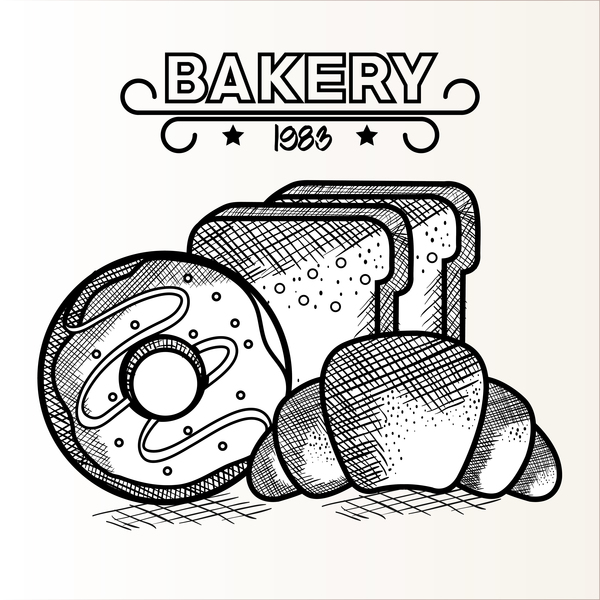 Vecteur de rétro de boulangerie de 1983 02  