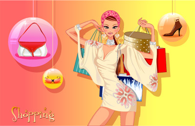 girls shopping set 147 vector  