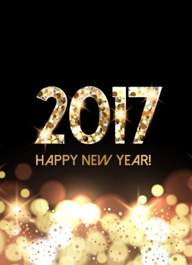 2017 Nieuwjaar met goud licht achtergrond vector 01  