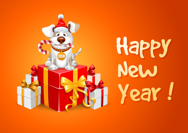2018 happy year of dog vector material 06  