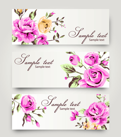 Banner with flowers design vector  