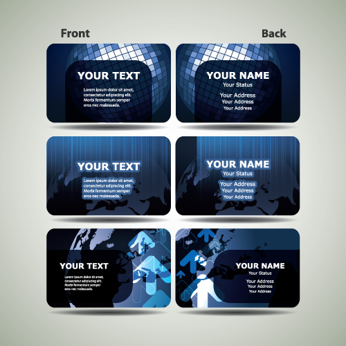 Blue Futuristic business card design vector 01  