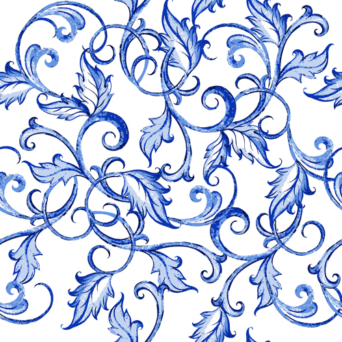 Blue floral ornaments vector backgrounds 01  