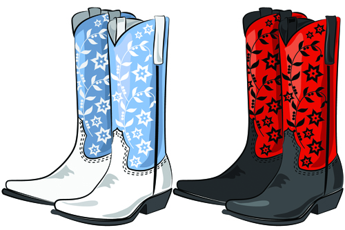 Boots design material vector set 04  