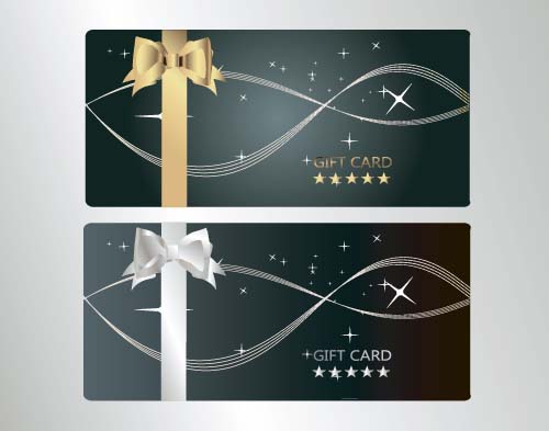 Bow gift card with abstract background vector 01  