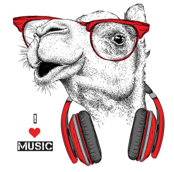 Kamel mit Musik-Vektor-Design 01  