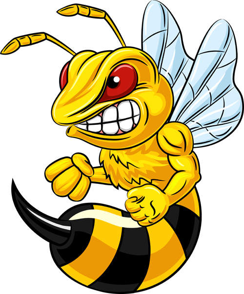 Cartoon angry bee vector illustration 03  