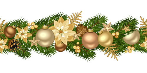 Christmas decorative seamless borders vectors 02  