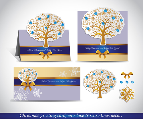 Christmas greeting card envelope with christmas decorative vector 05  