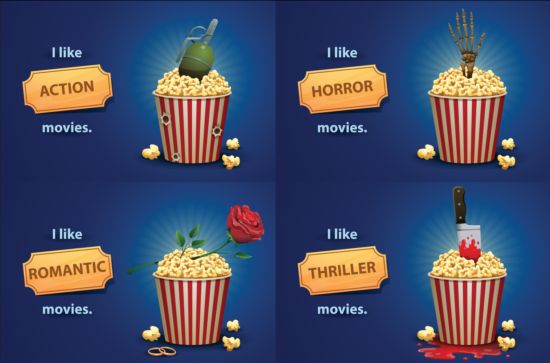 Kino und Popcorn-Eimer Vektorhintergrund 10  