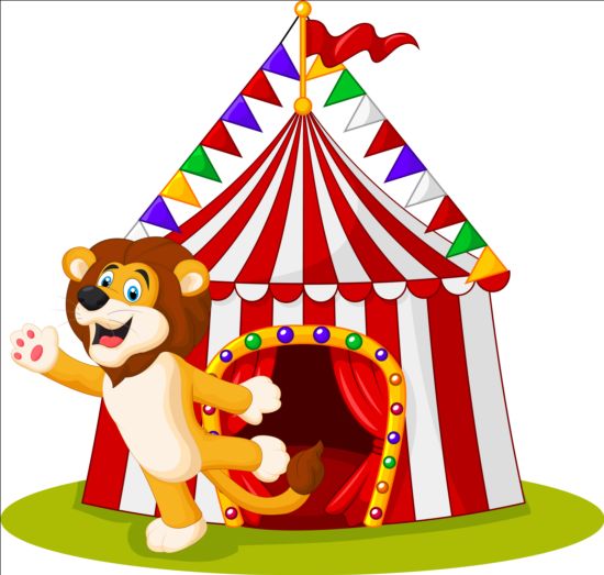 Circus with cute lion vector  