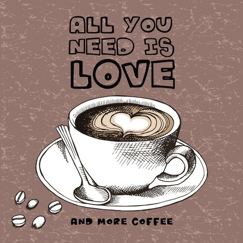 Coffee with Love retro vector  